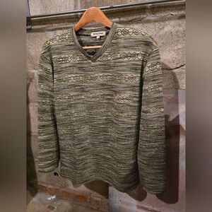 U-G-L-Y Olive Patterned V-Neck Sweater Shirt
